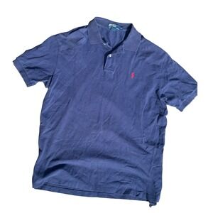 Polo Ralph Lauren Mens XL Navy Blue Short Sleeve Pique Polo Shirt Red Pony Logo